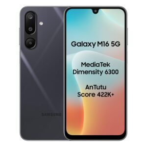 Samsung Galaxy M16 5G (Thunder Black, 4GB RAM, 128 GB Storage) | MediaTek Dimensity 6300 | AnTuTu Score 422K+ | Super Amoled Display | 25W Fast Charging | 6 Gen. of OS Upgrades